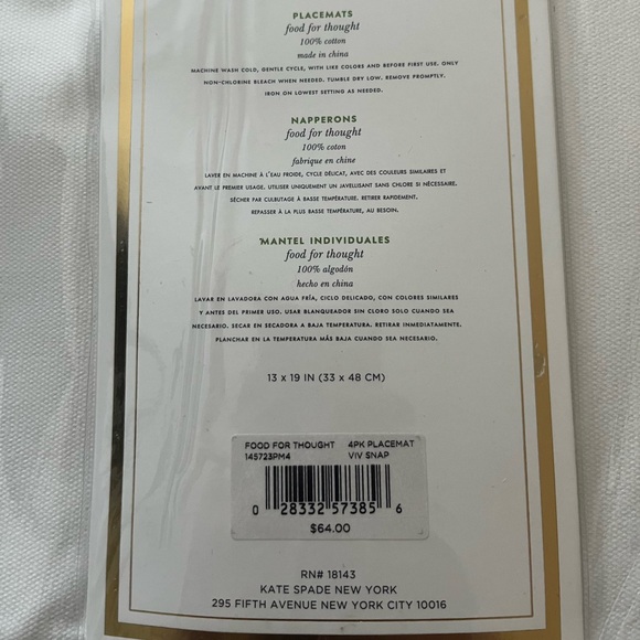 Kate spade kitchen place mats and towels new - Picture 2 of 3